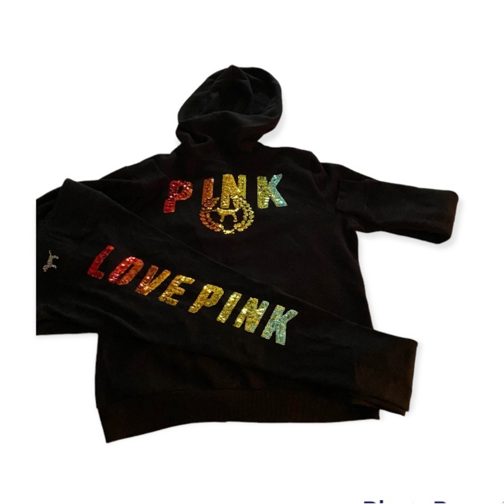 Victoria’s secrets Pink Rainbow sequins Hoodie and leggings